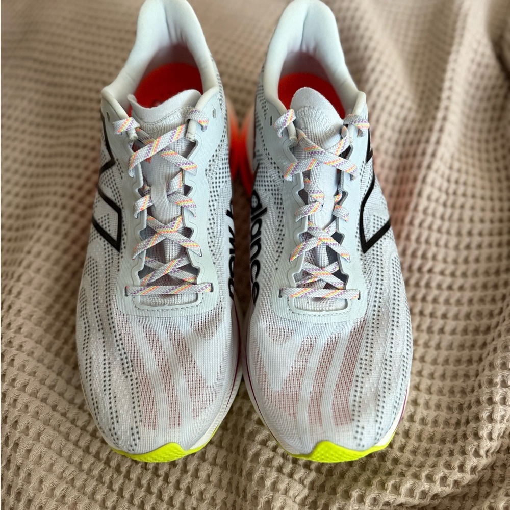 New Balance White and Neon Running Shoes